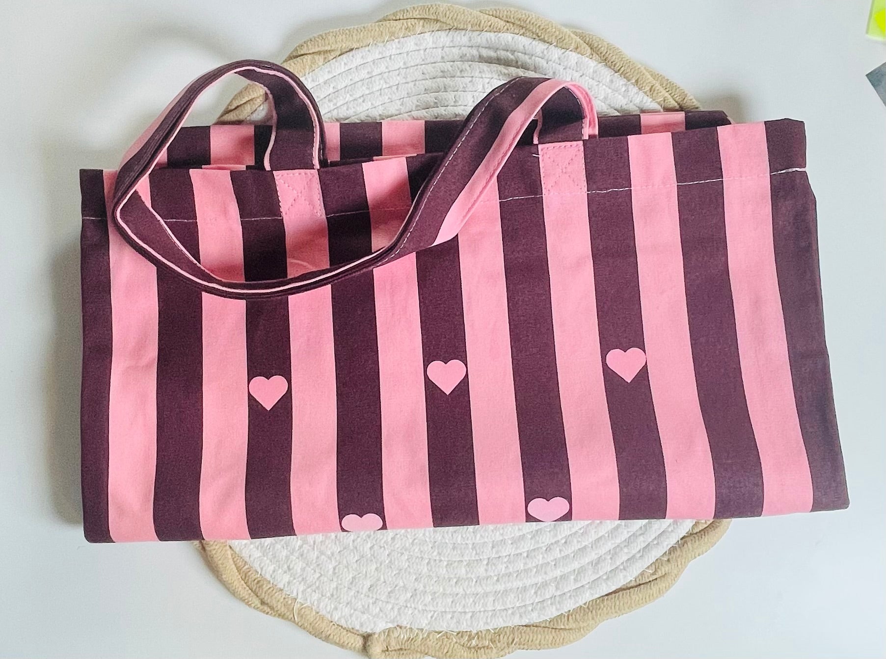 Baumwolltasche in pink oder pink/ braun - Die neue Leinwand für dein neues Unikat! Ideal zum selbst gestalten.