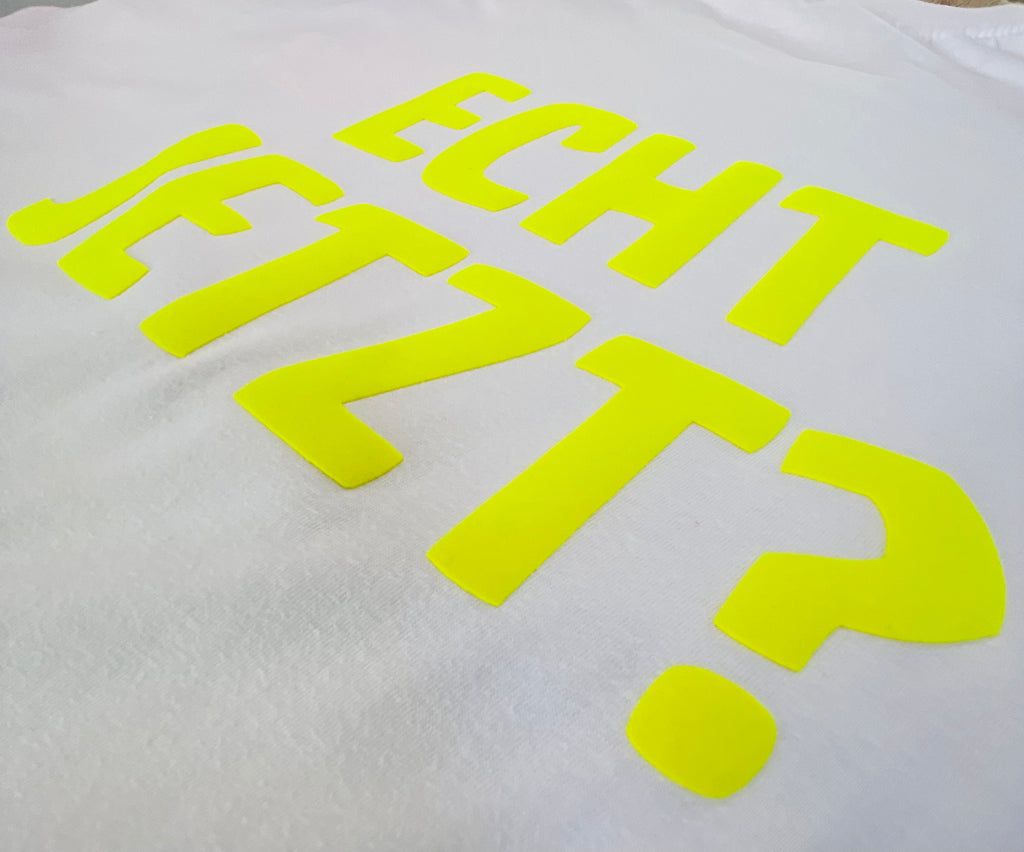 Flock-Patch Maxi „Echt jetzt?“ – Samtiges Statement zum Aufbügeln. Designe dein eigenes Unikat!